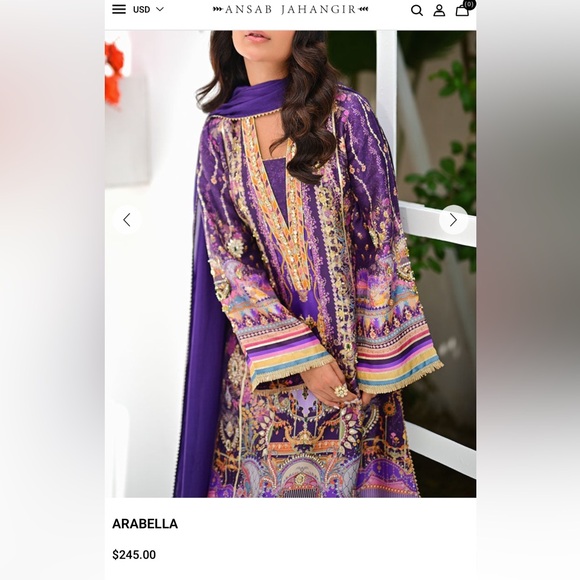 Ansab Jahangir Eid and party wear . Elegant Purple Printed Kurta - Picture 5 of 5